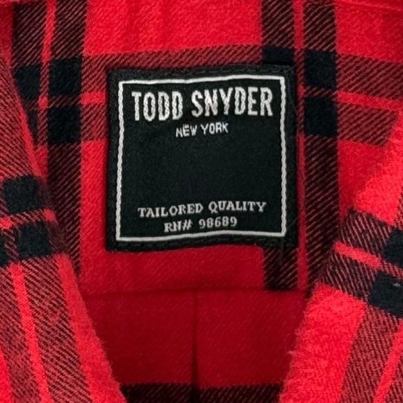 Todd Snyder Men Small Shirt Button Front Red Black Plaid Lightweight Flannel EUC - Picture 7 of 10